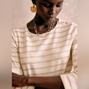 SÉZANE COLETTE MARINIERE SIZE M GUC GOLD AND ECRU